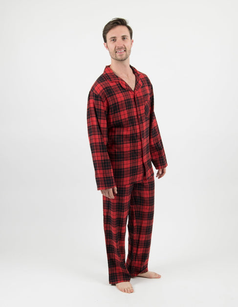 Leveret Mens Flannel Red & Black Button Down Pajamas – Leveret Clothing