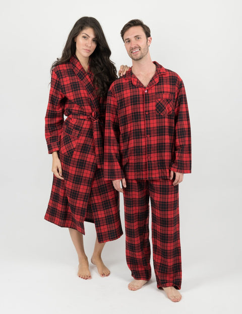 Leveret Mens Flannel Red & Black Button Down Pajamas – Leveret Clothing