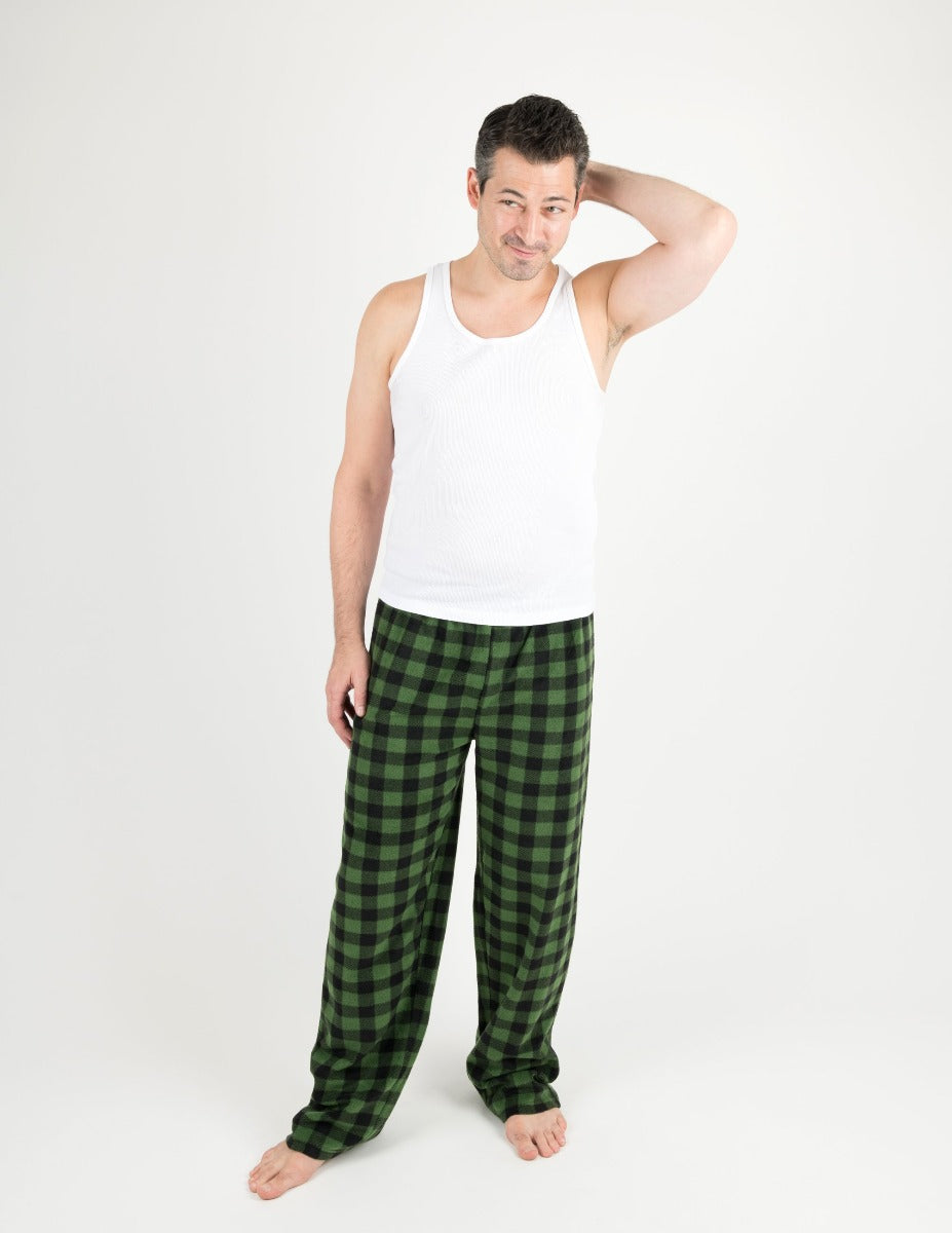 Mens Black & White Plaid Flannel Pants