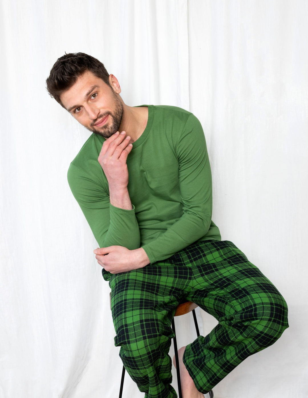 Fishers Finery Men's EcoFlannel Plaid Pajama Pant; Flannel, Green