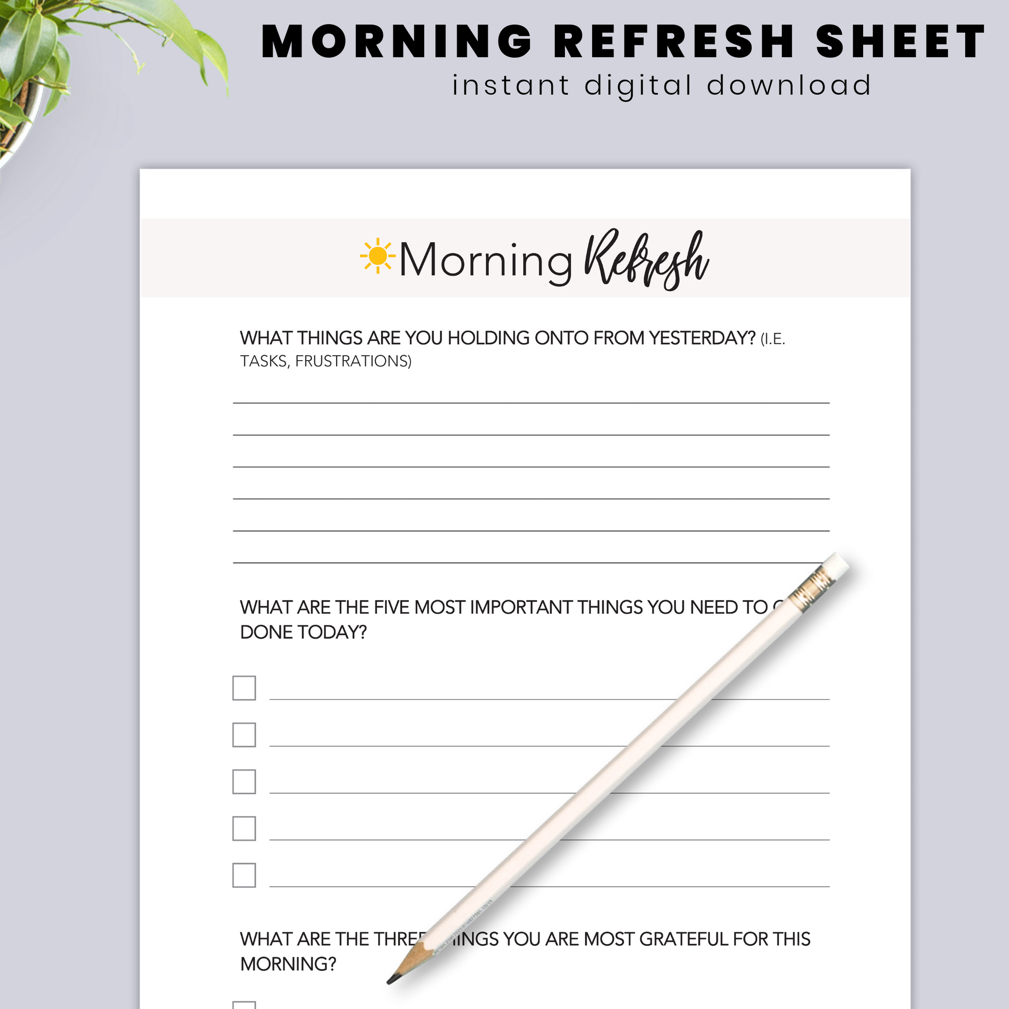 Morning Refresh Sheet: Self-Care Daily Printable Planner Insert – El ...