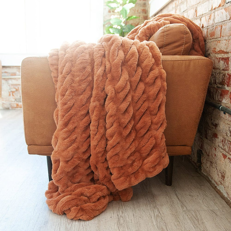 INFINITE CHUNKY KNIT BLANKET | MINKY | CUDDLE - MIST