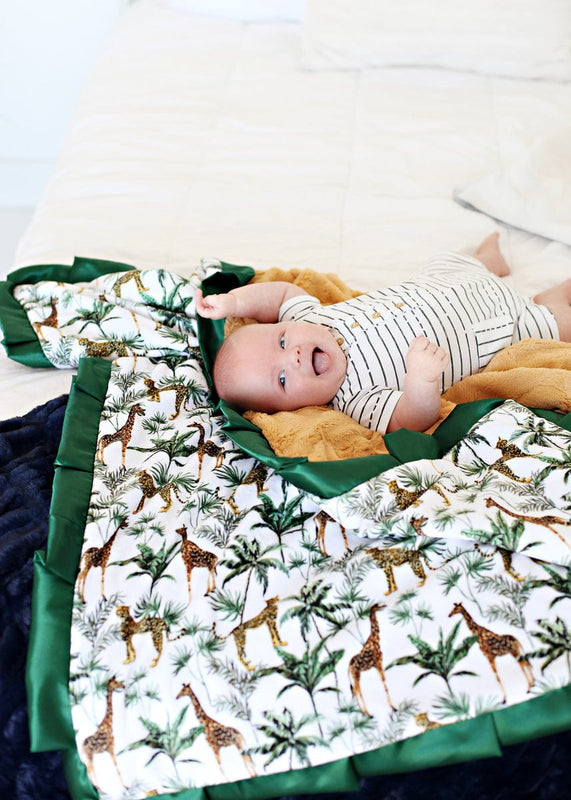 Joyz Couverture à Bébé avec Capuche, Safari - Minky Gris, 100% Coton, 84x84  cm, Double Face