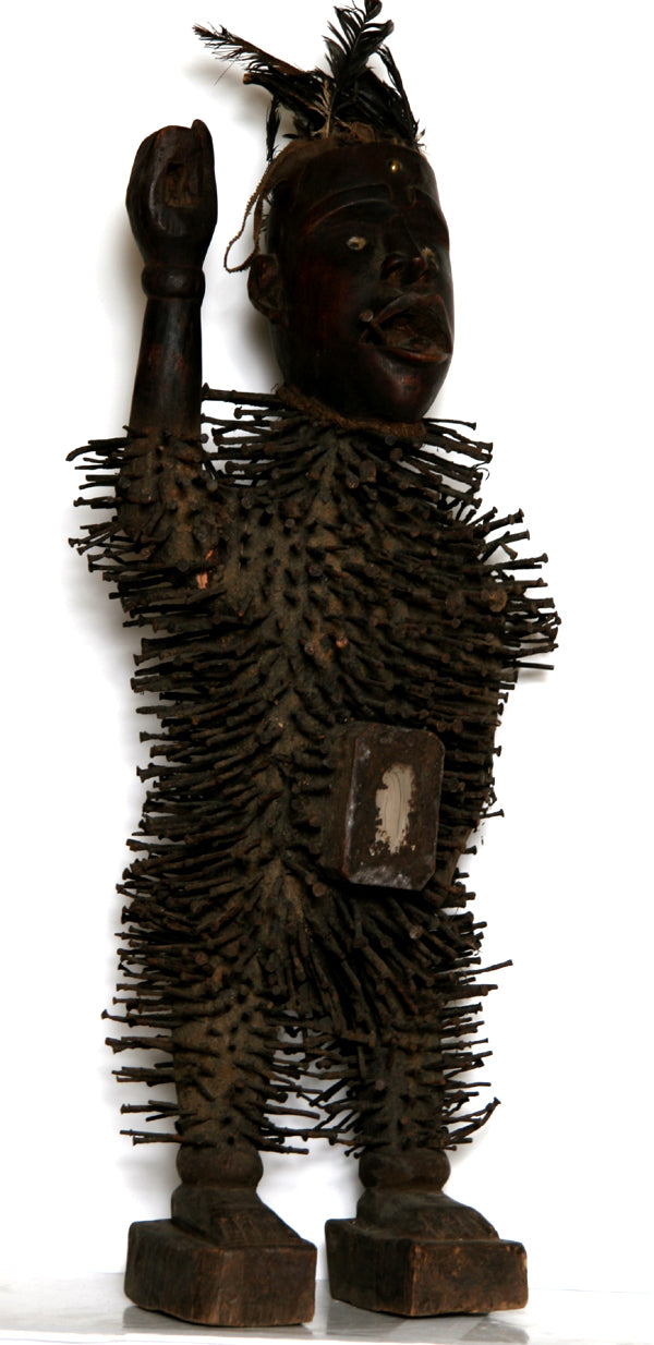 2-Headed Bakongo Yombe Nkonde Nkisi Power Figure Nail Fetish African Tribal  Art | #1832521057