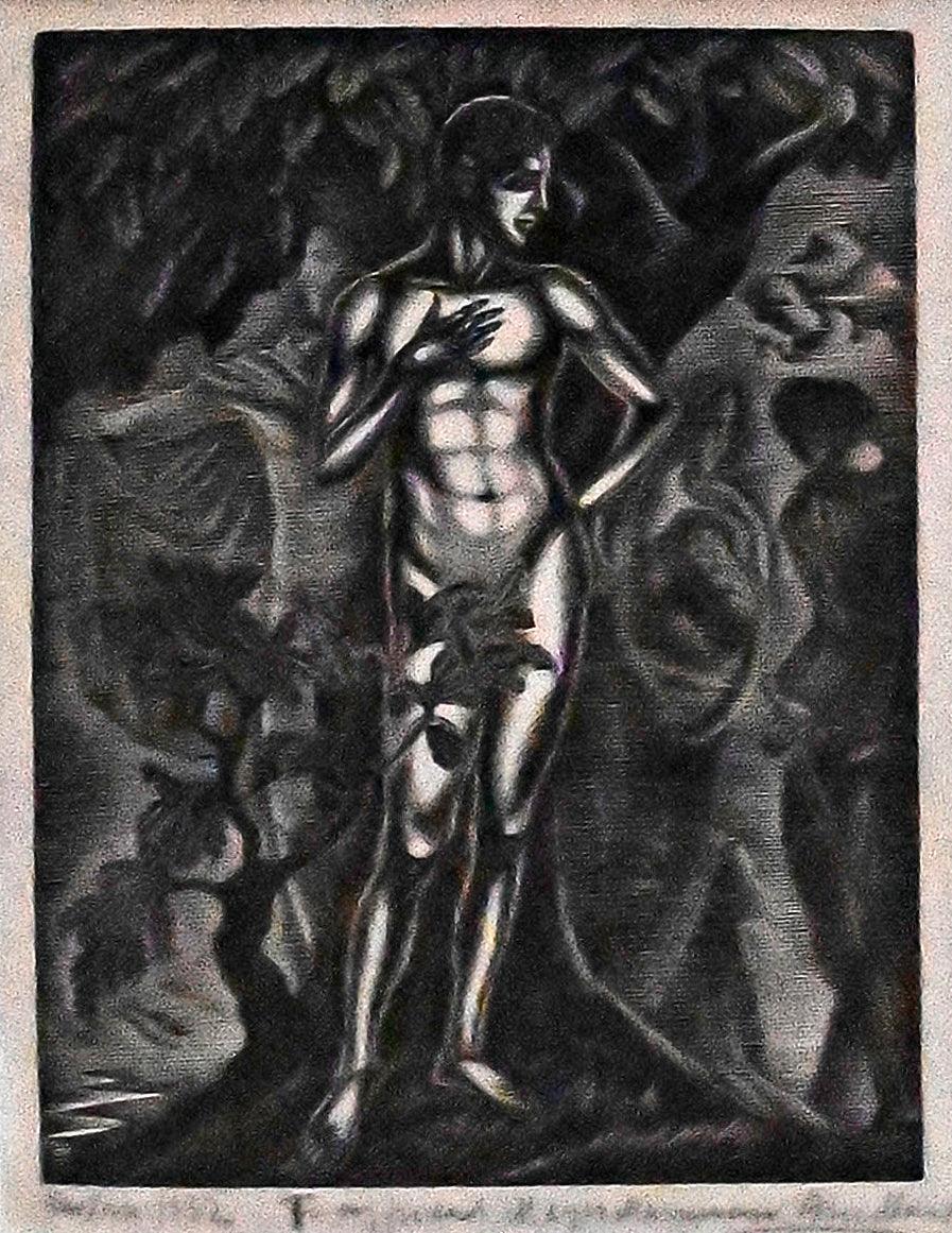Adam in the Garden of Eden Woodcut | Isaac Friedlander,{{product.type}}