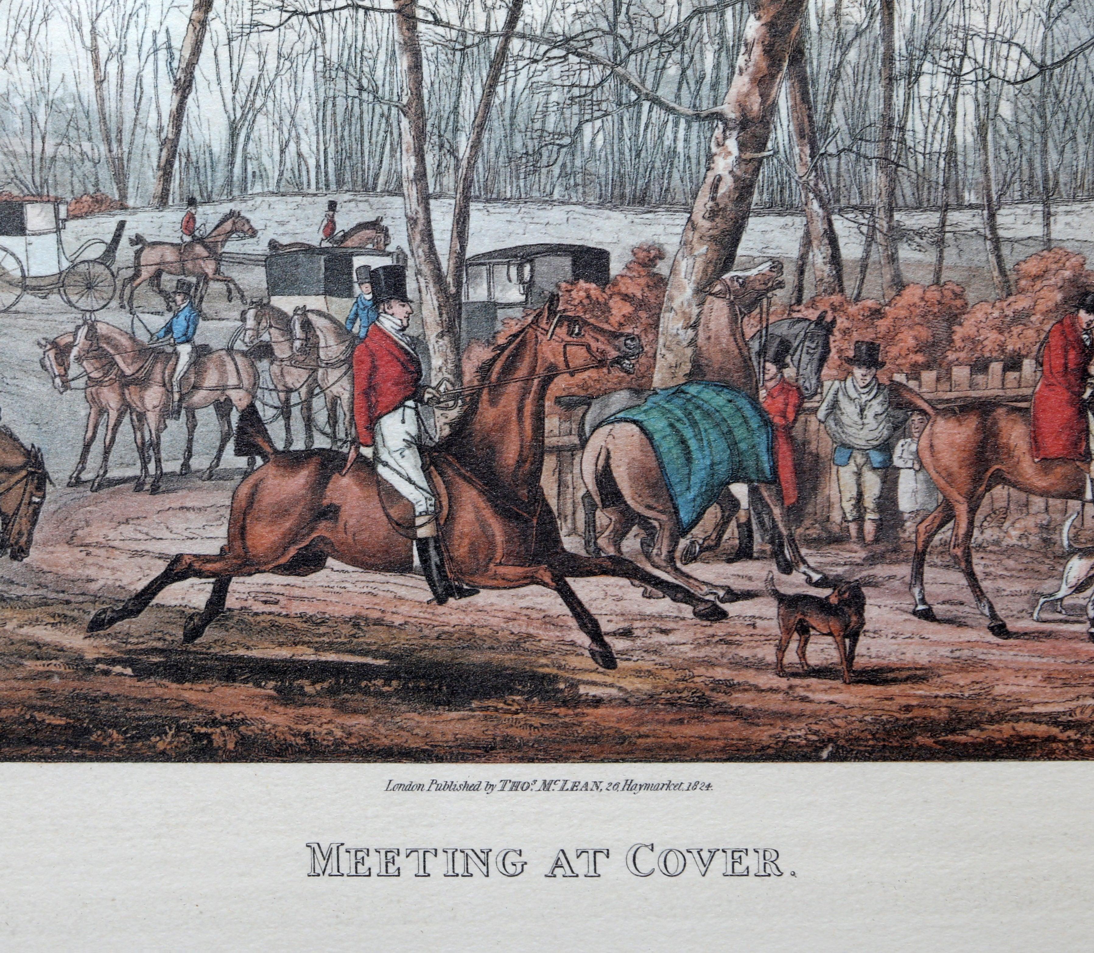 Henry Alken 「Meeting At Cover」 1824年 銅版画 額装品 / アクアチント T.Sutherland エッチング  Foxhunting - 美術品