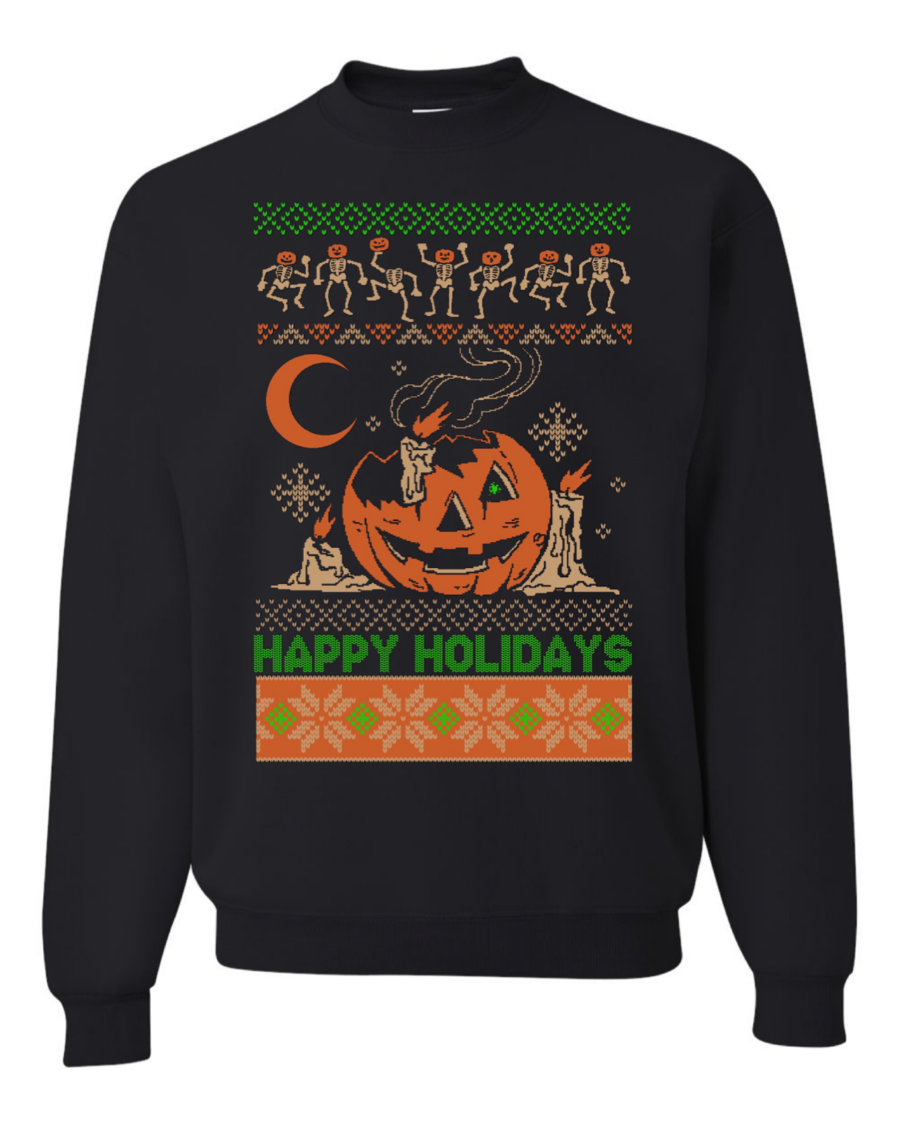 Happy Holidays Crewneck Sweatshirt The Halloween Shirt Company