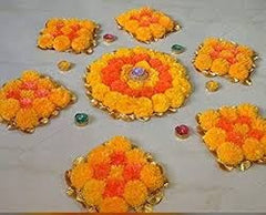 Puja flowers, decorations, Rose bazaar, Marigolds, garlands, loose flowers 