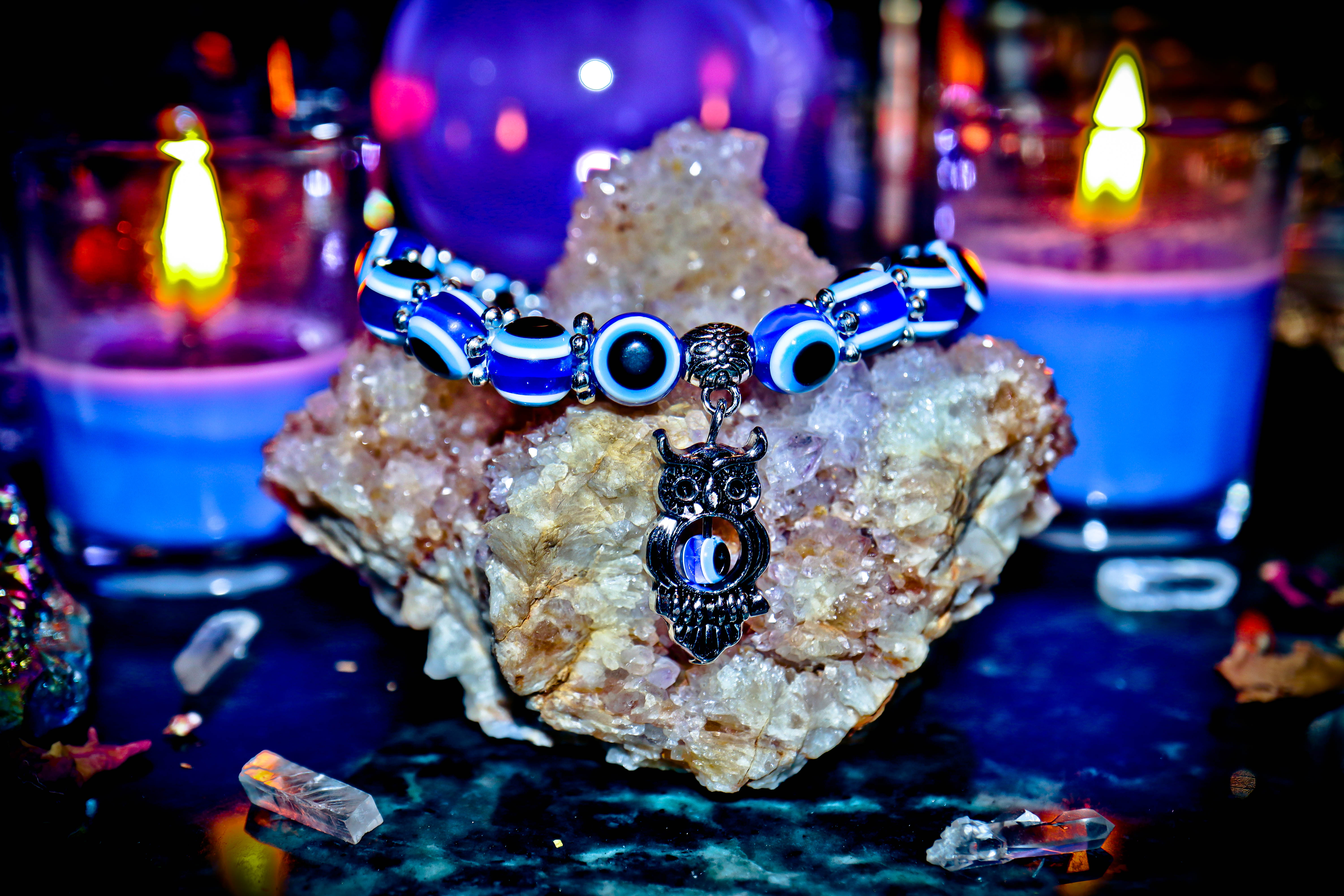 EVIL EYE Talisman Bracelet! REMOVE CURSES & HEXES Hoodoo Witch Doctor Haunted Owl Totem Spell of Wisdom, Boost IQ & Intellect! Repel Negative Energy!