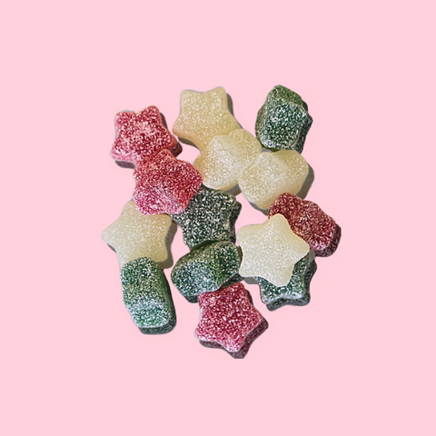 Vegan Fizzy Christmas star shaped sweets