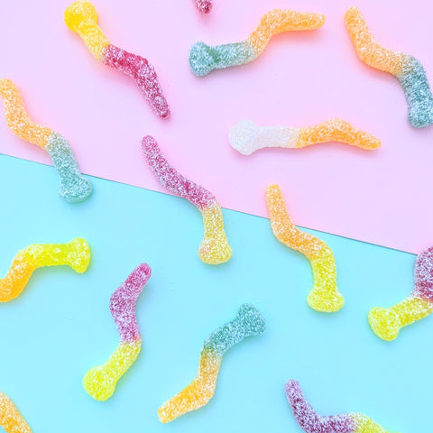 Vegan fizzy worm sweets