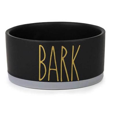 black ceramic dog bowl