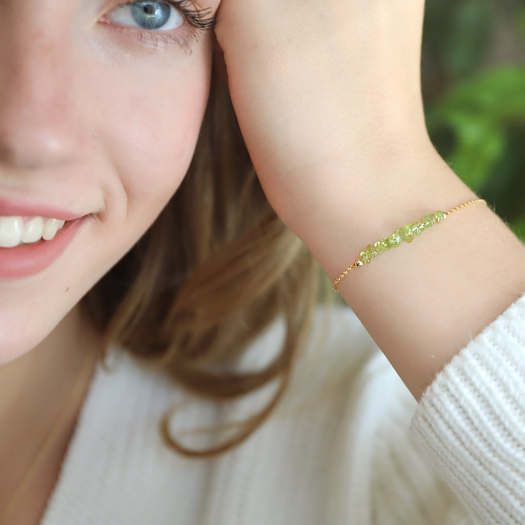 Raw Peridot Bracelet