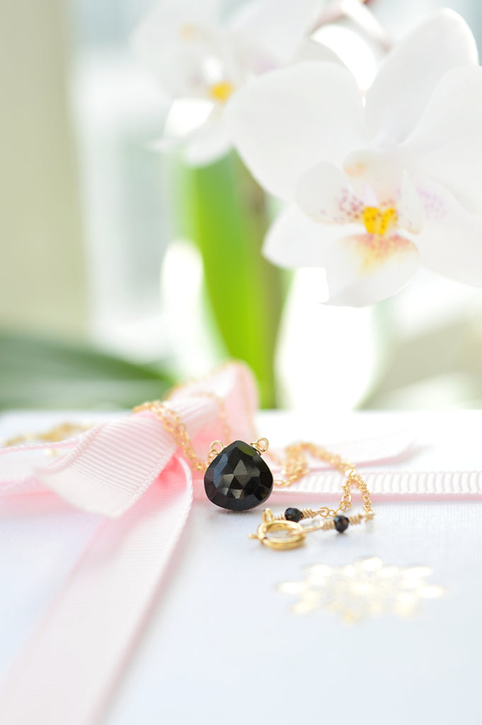 Black Tourmaline Necklace in Gold