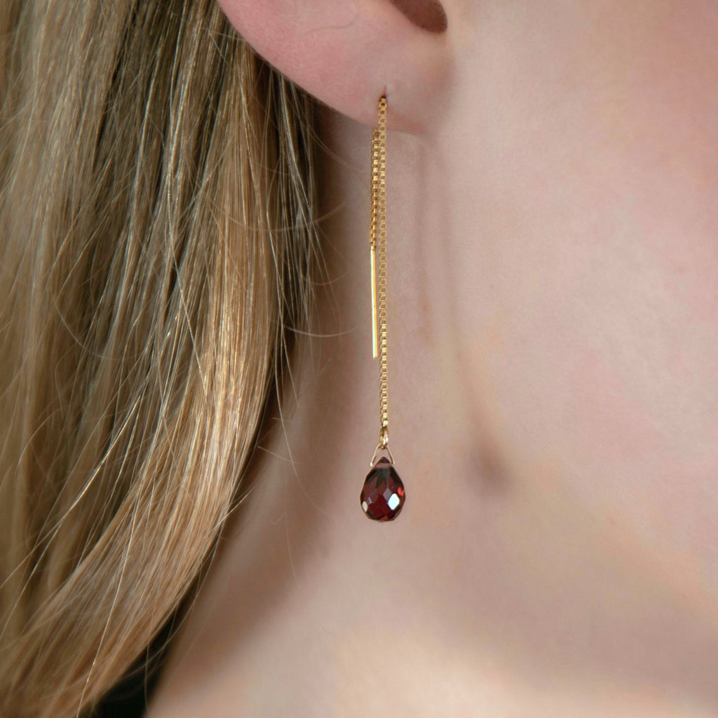 Garnet Threader Earrings