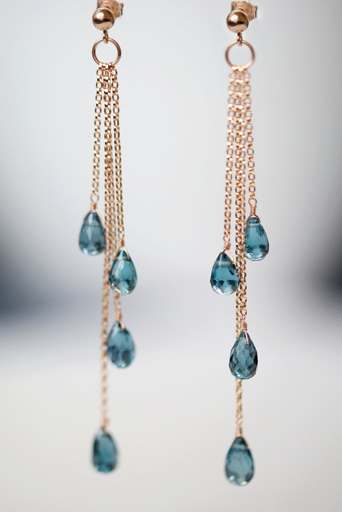 London Blue Topaz Splash 4 Drop Earrings