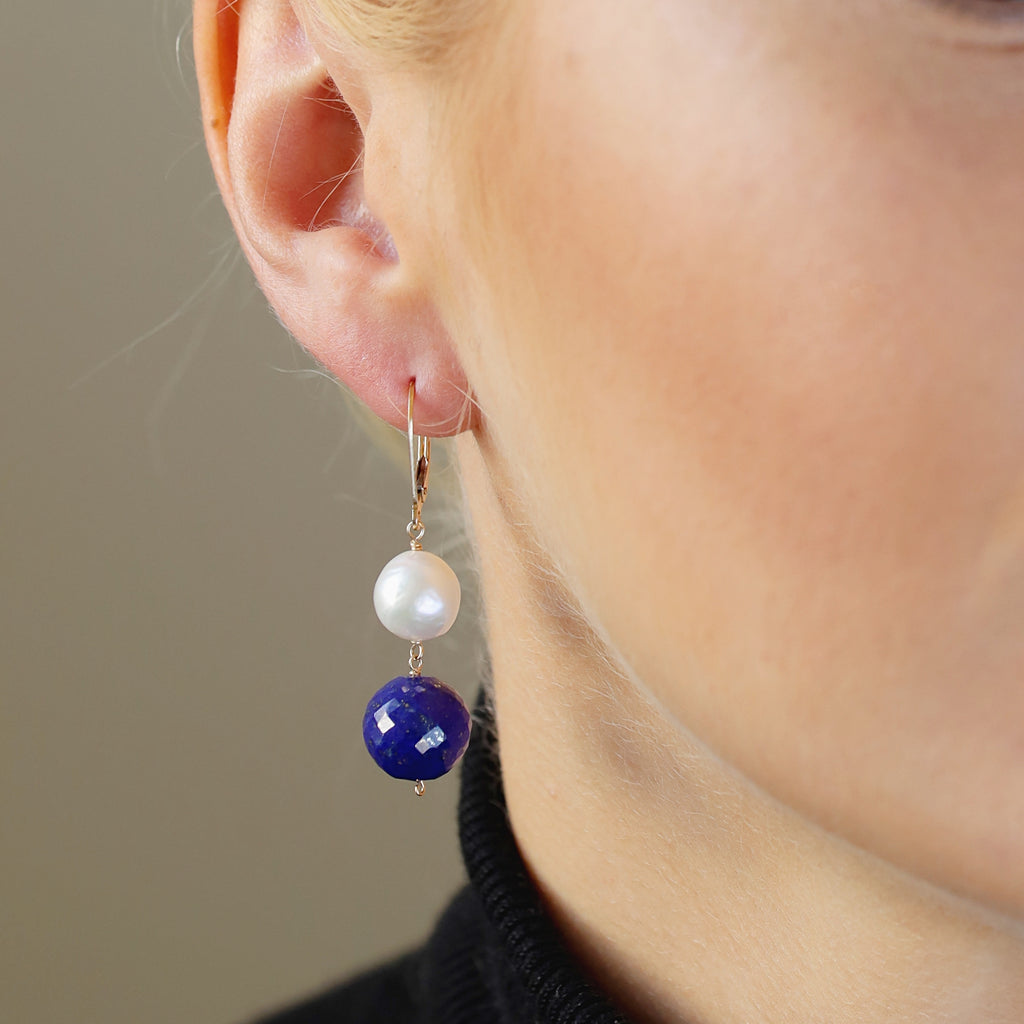 Lapis Lazuli Pearl Earrings