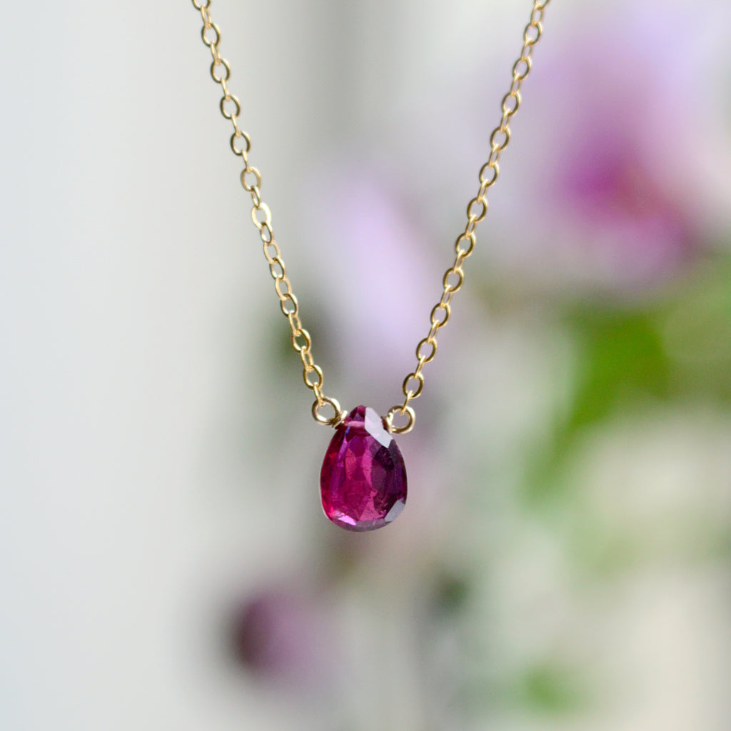 Pink Tourmaline Necklace in Gold