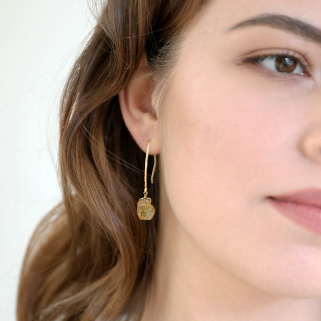 Raw Citrine Earrings