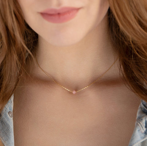 Tiny Rose Quartz Necklace