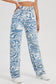Abstract Blue Straight Leg Jeans - Sew Lit Creations Brand Ltd.