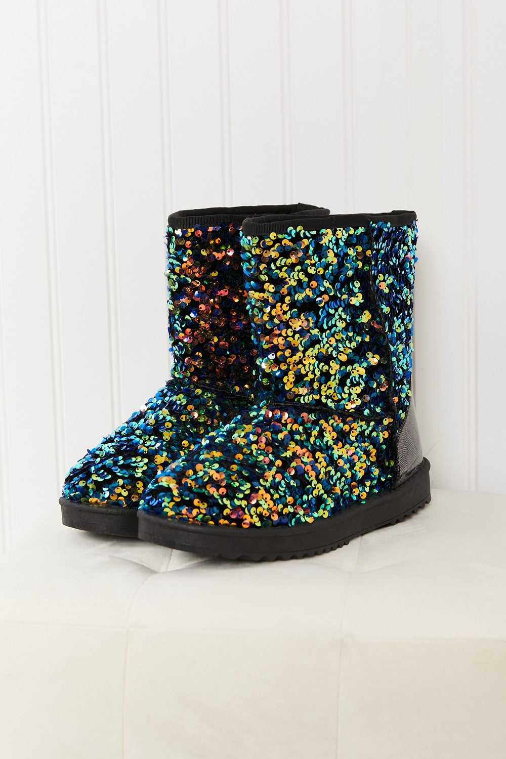 Forever Link Dazzle Me Multicolor Sequin Snow Booties - Sew Lit Creations Brand Ltd.