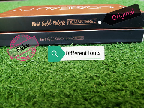 Huda Beauty Remastered Fonts Original vs Fake