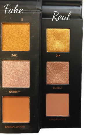 eyeshadow pans comparison huda rose gold remastered real vs fake