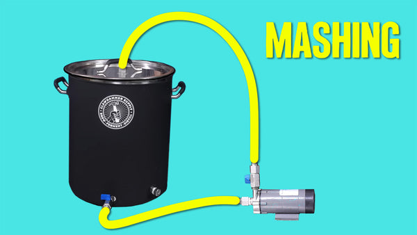 setting up beer brewing hoses for mashing