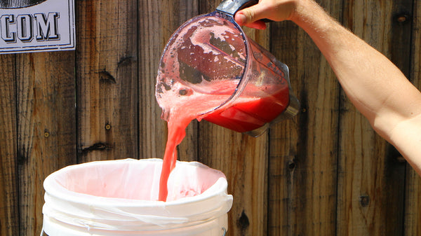 Pour watermelon puree through cheesecloth