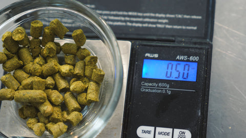 .5 ounce of citra hops weighed out