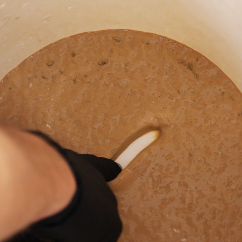 yeast cake on the bottom of the fermenter