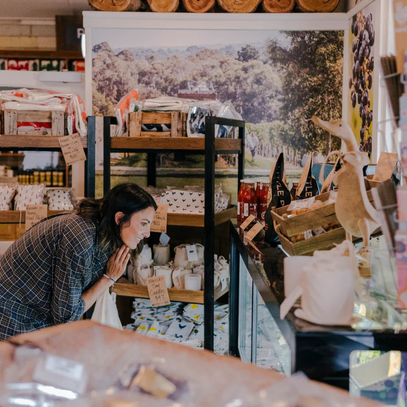 Dani watching the handmade items