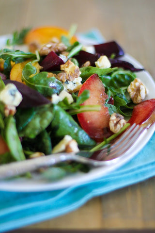 roasted beet and peach salad from the roasted root