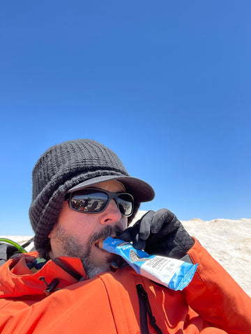 Refueling with super pop snacks at top of mount whitney