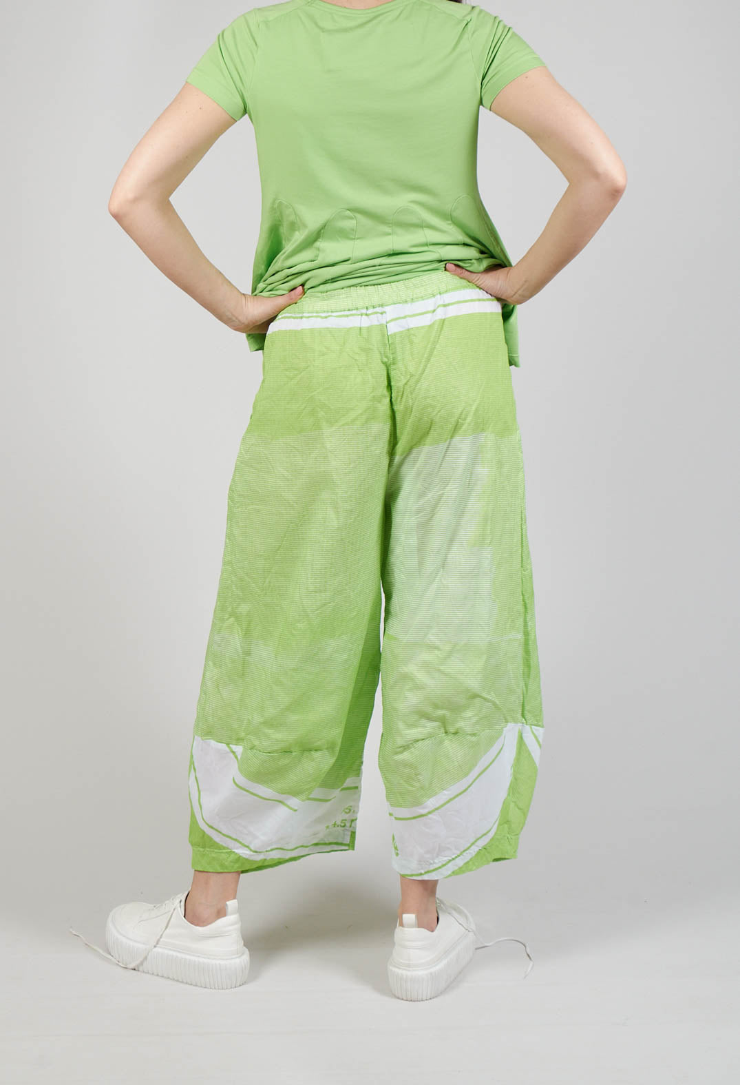 Balloon Leg Cotton Trousers in Lime Print