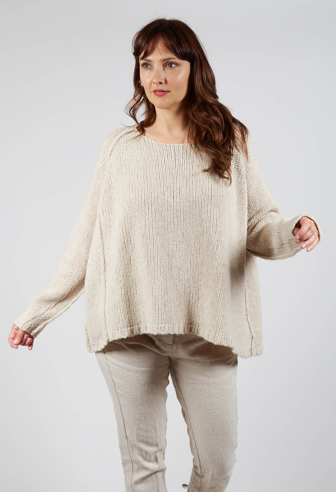 Chunky Knit Jumper in Bone Mel