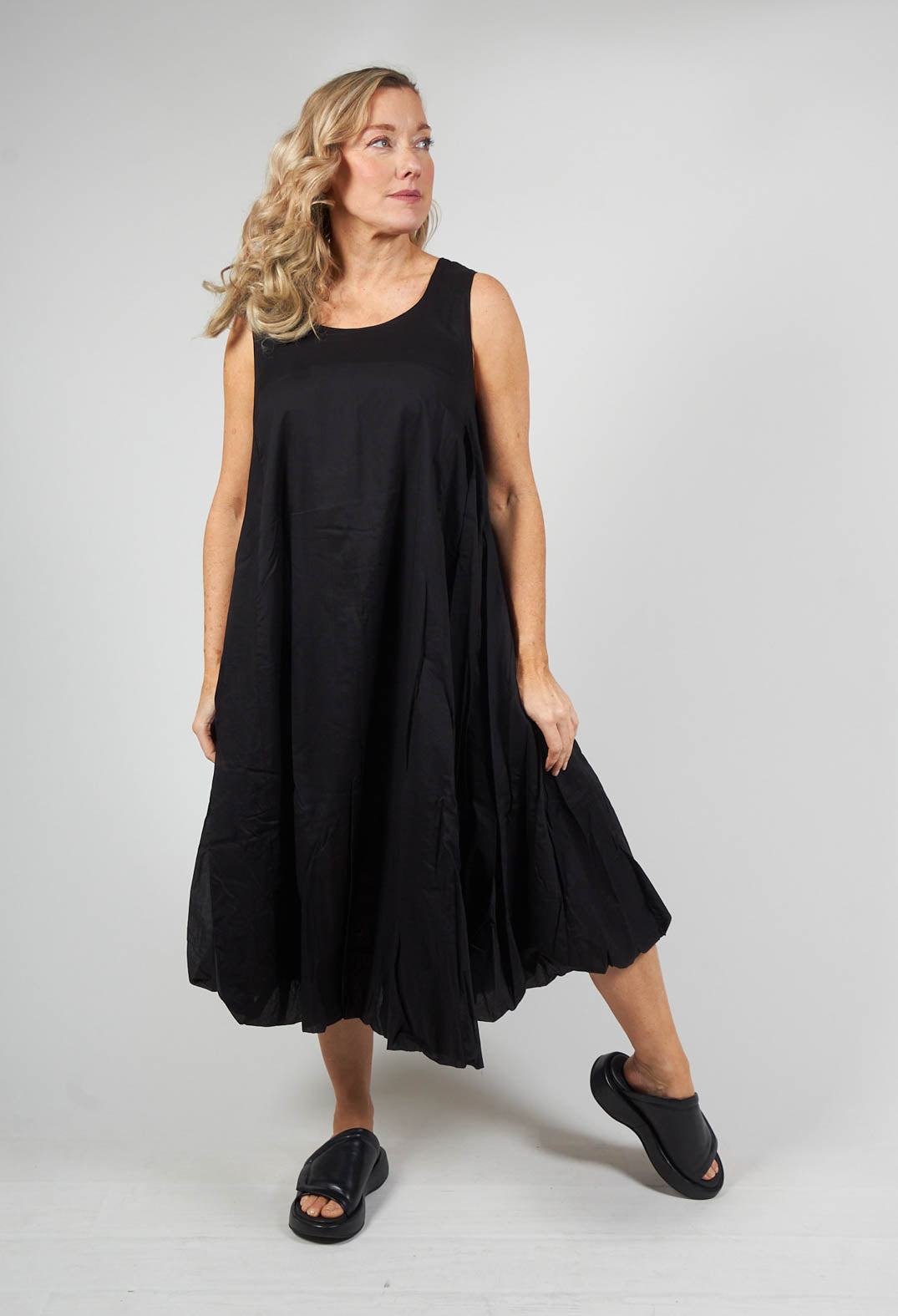 Bubble Hem Sleeveless Dress in Black