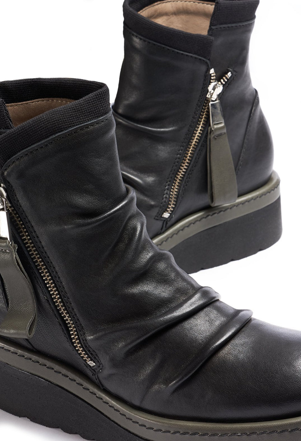 chunky leather ankle boots