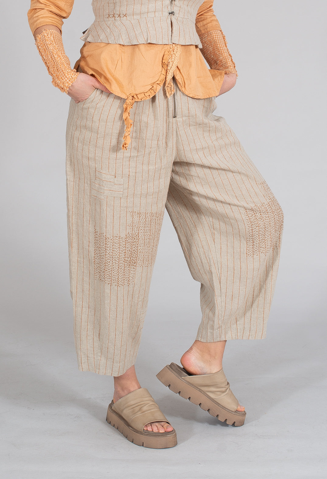 Botvi Trousers in Pinstripe Linen