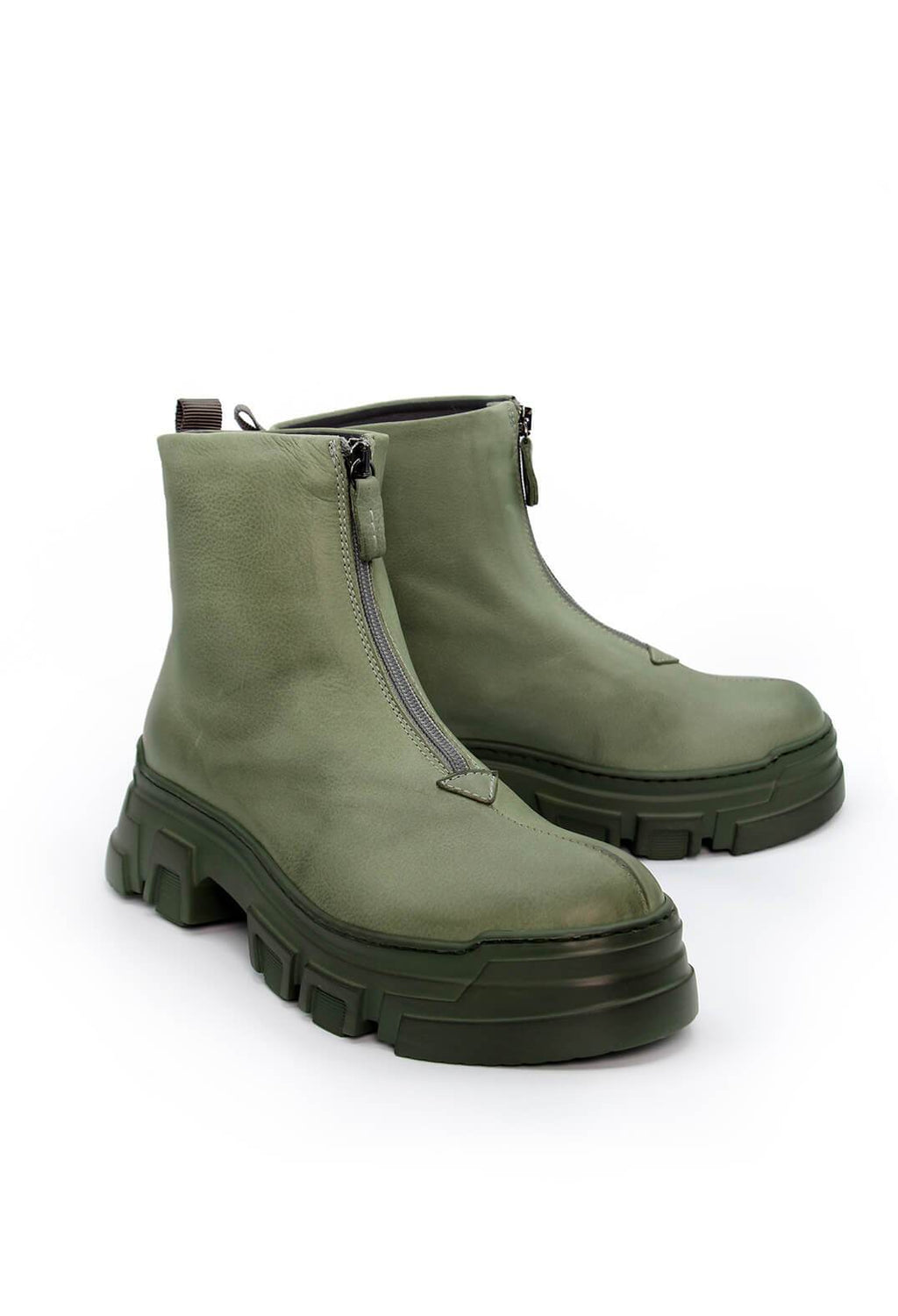 liste rent Legitim Lofina – Front-Zip Ankle Boots in Gas Edera – Olivia May