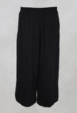 Flared Trousers with Elasticated Waist in Black