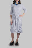 Crinkle Dress with Three Quarter Length Sleeves in Silver