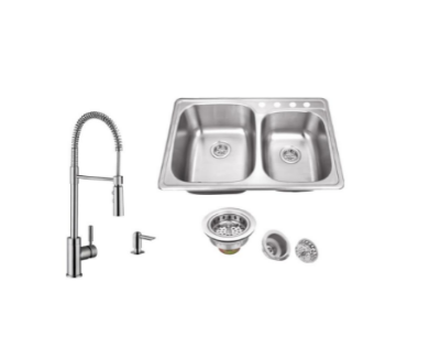 Drop In Sink 33 In Stainless Steel With Pulldown Kitchen Faucet