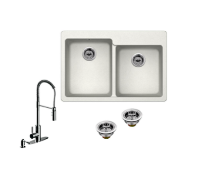 White Granite Sink 33 In Undermount Drop In With Pulldown