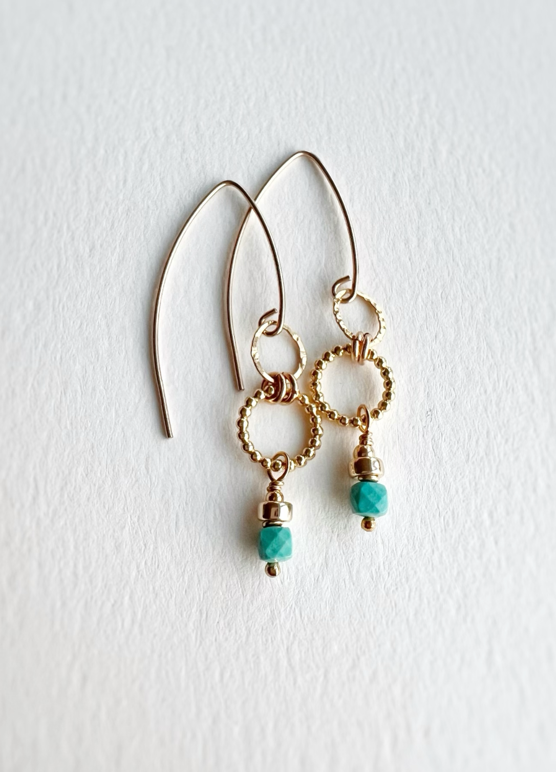 Beaded Turquoise Threader Earrings — Crystal & Gold Jewelry