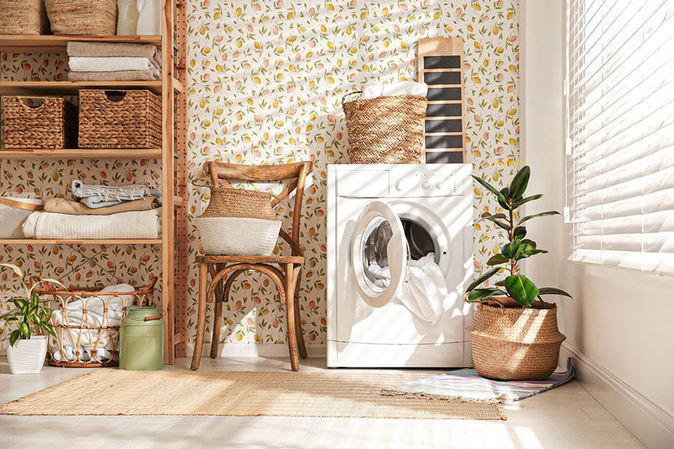 Laundry Room makeover inspiration  DIY wallpaper project  Livettes