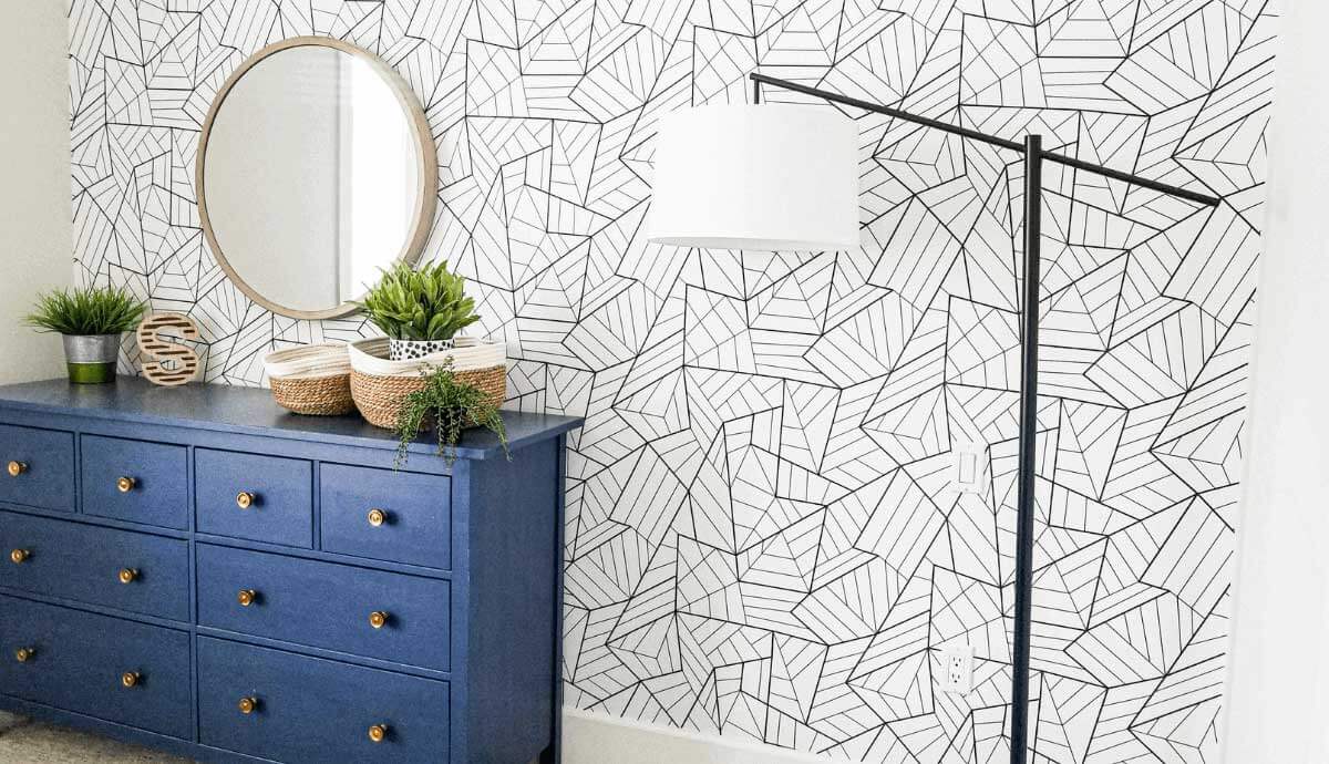 bedroom geometric wallpaper instagram decor post