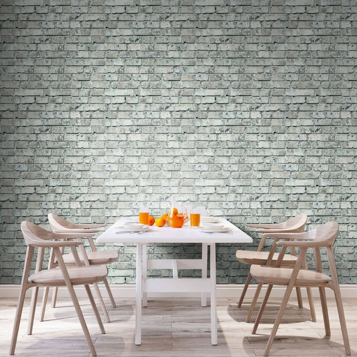 Turquoise Brick Texture Fabric Removable Wallpaper 