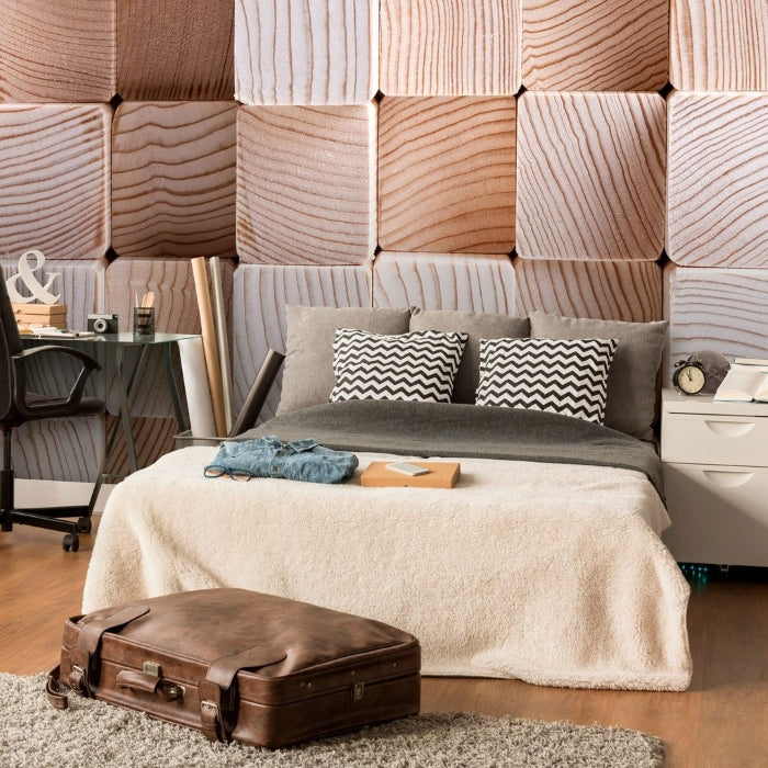 Tan Log Fabric Removable Wall Mural